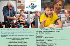 Für einen kleinen Jungen (6 Jahre) aus Bochum Weitmar-Mitte. Er geht in eine KiTa in Bochum Hamme. Aufgaben: -verlässliche Bezugsperson für das Kind werden -Zeit & Freude Schenken, gemeinsam Spielen -Besuche in der Wohngruppe & Unternehmungen - Grumme